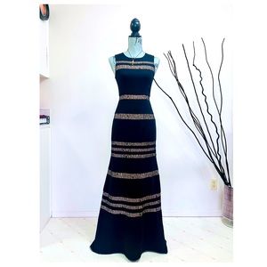 BCBG Long Black/Nude Dress Gown